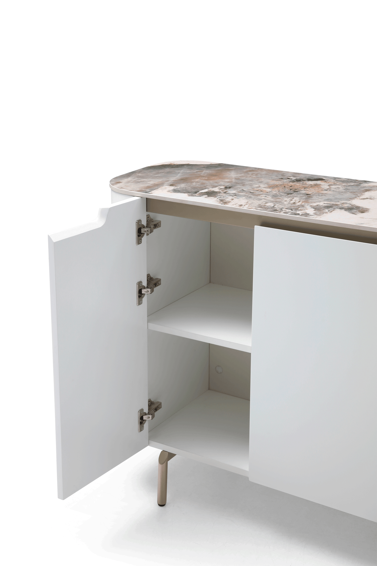 109 White/Gold Ceramic Extendable Dining Table
