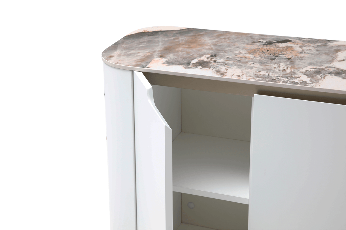 109 White/Gold Ceramic Extendable Dining Table