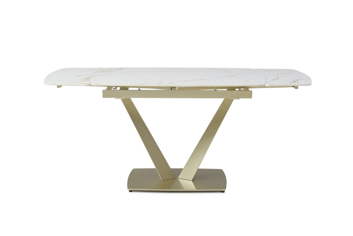 109 White/Gold Ceramic Extendable Dining Table