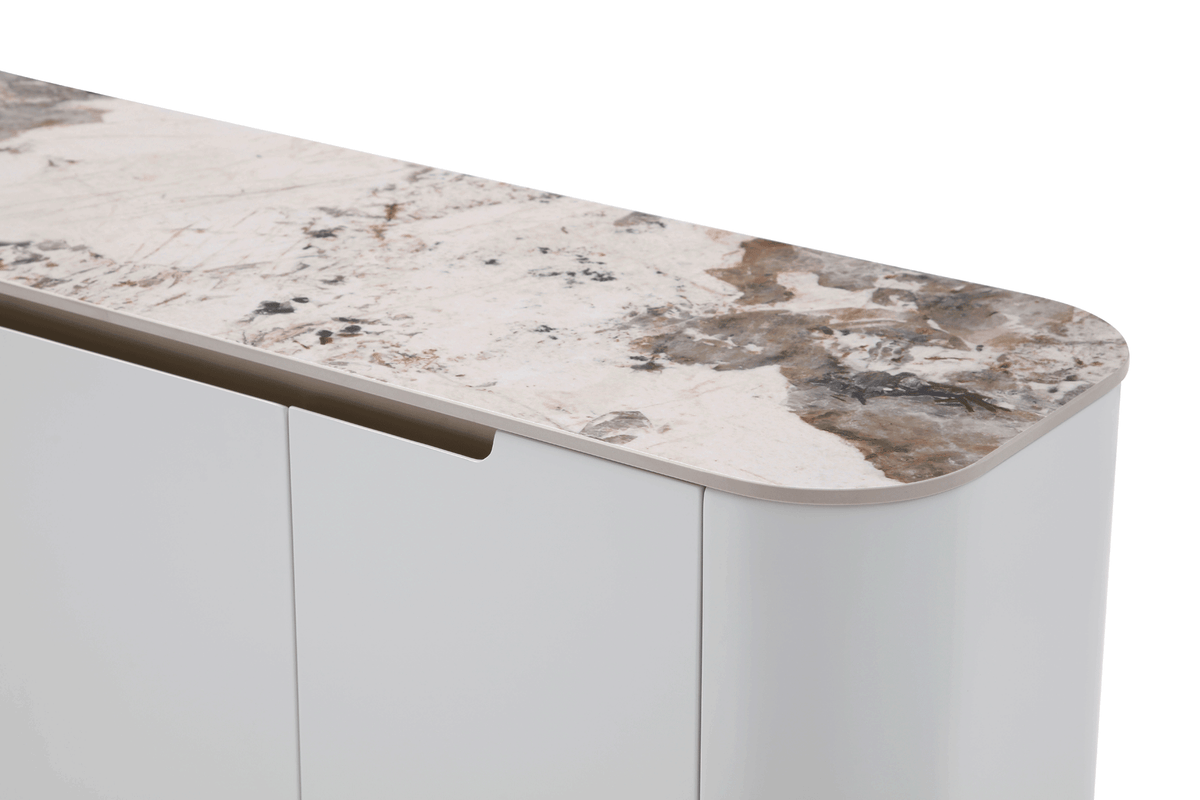 109 White/Gold Ceramic Extendable Dining Table