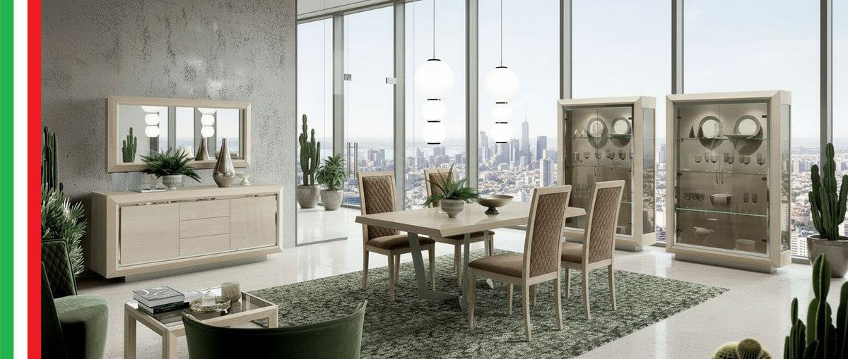 Elite Ivory Dining Table and 4 Ambra Side Chairs