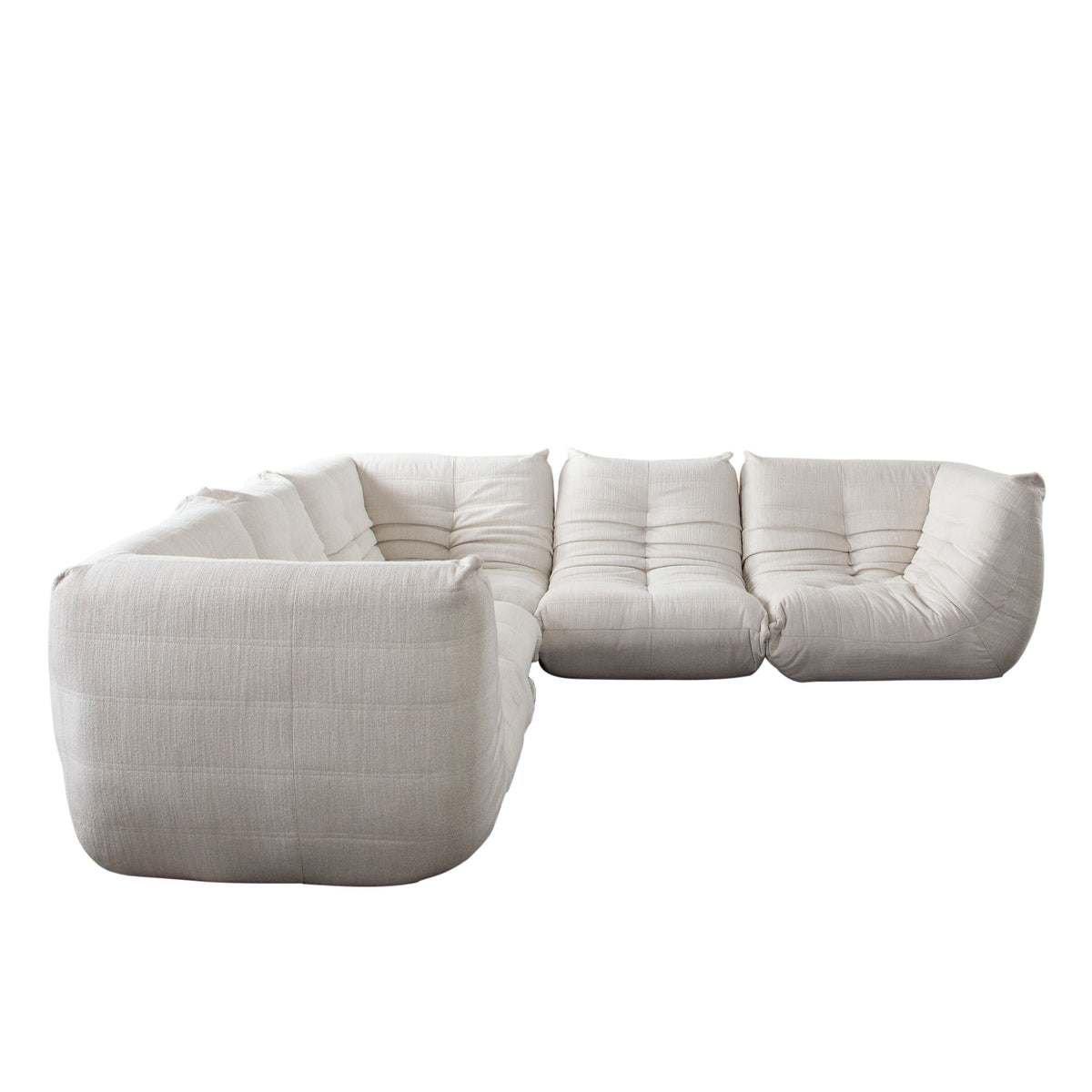 Ezra 5PC Corner Sectional in Cream Fabric