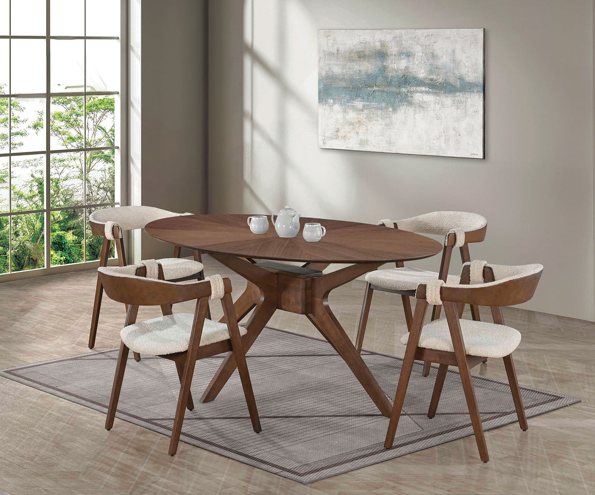 Ebikon Walnut/Beige Counter Stool