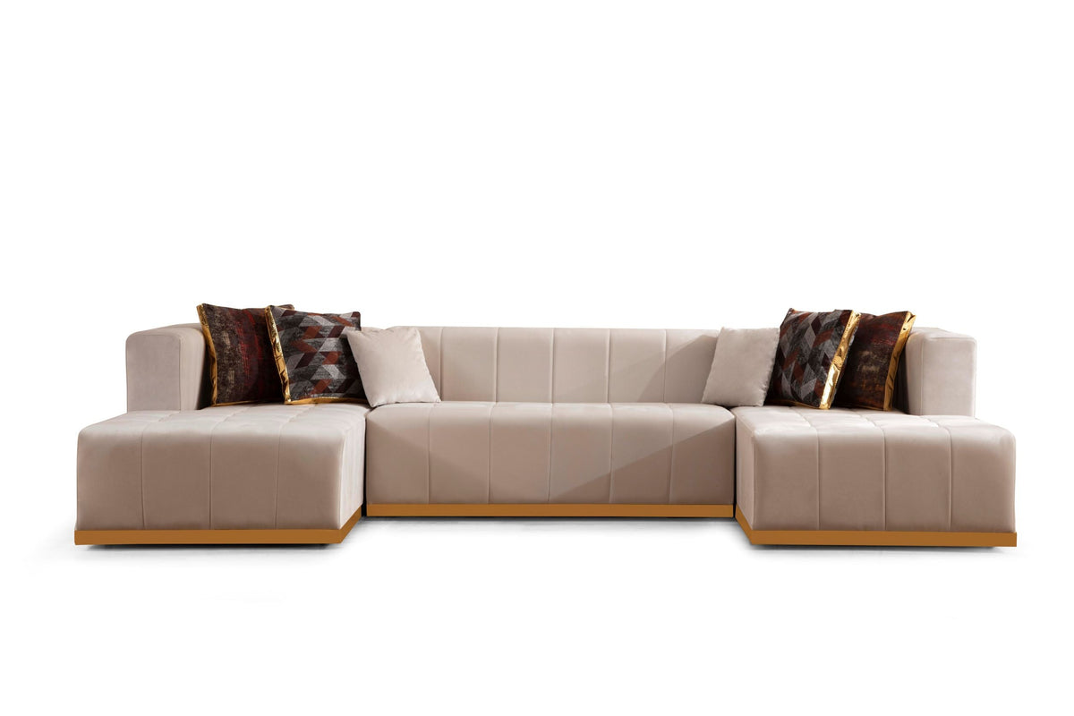 Prestige Ivory Velvet Double Chaise Sectional