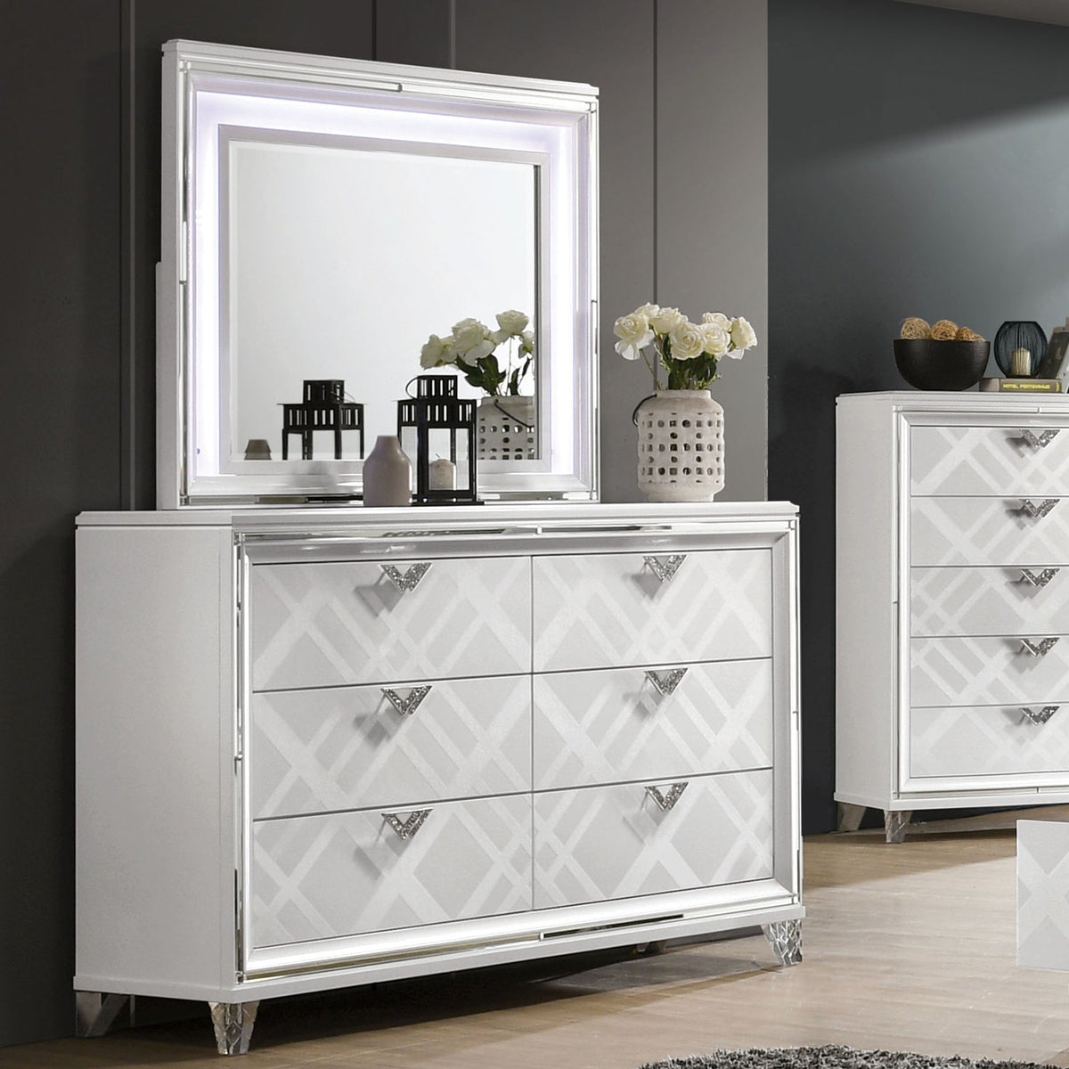 Emmeline White Contemporary Storage Bedroom Set