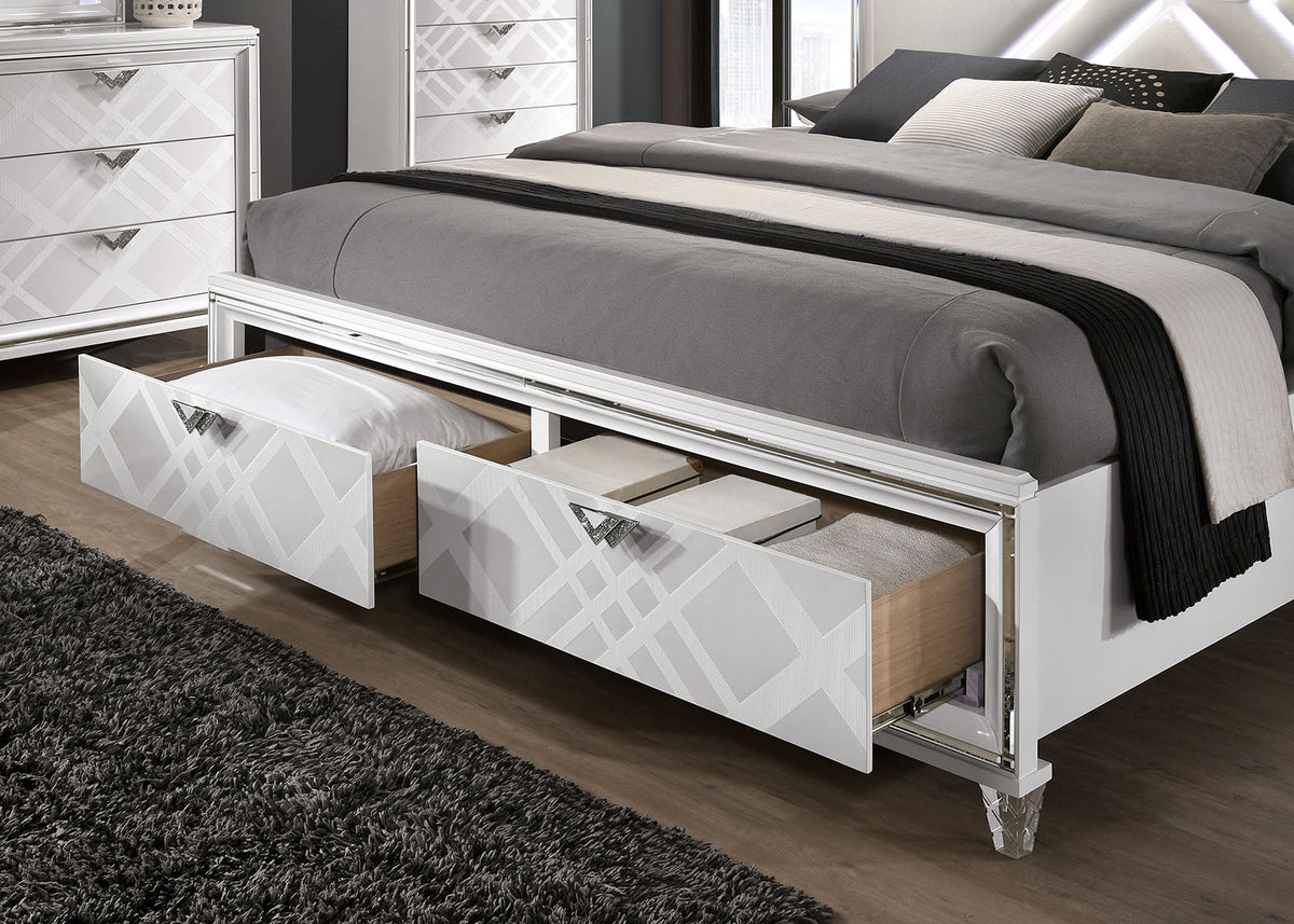 Emmeline White Contemporary Storage Bedroom Set