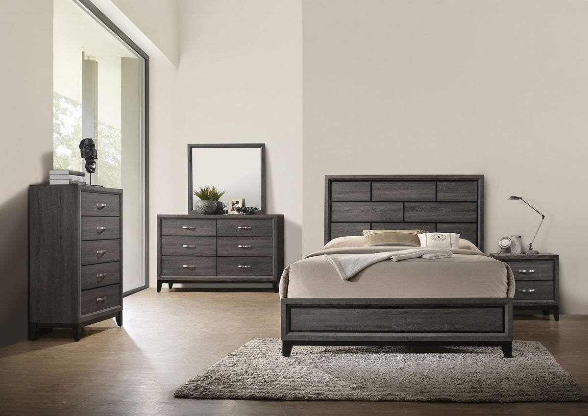 Errico Gray Queen Panel Bed