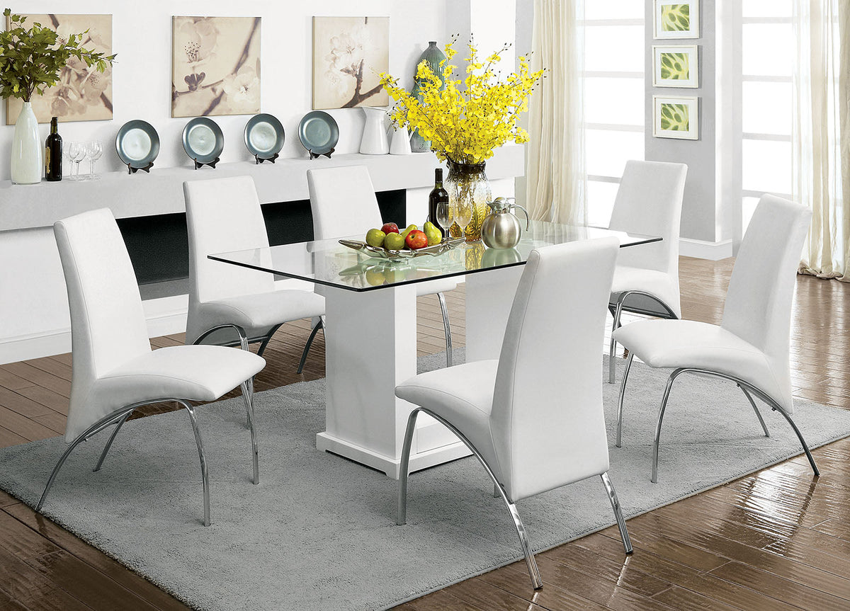 Eva White/Clear Dining Table