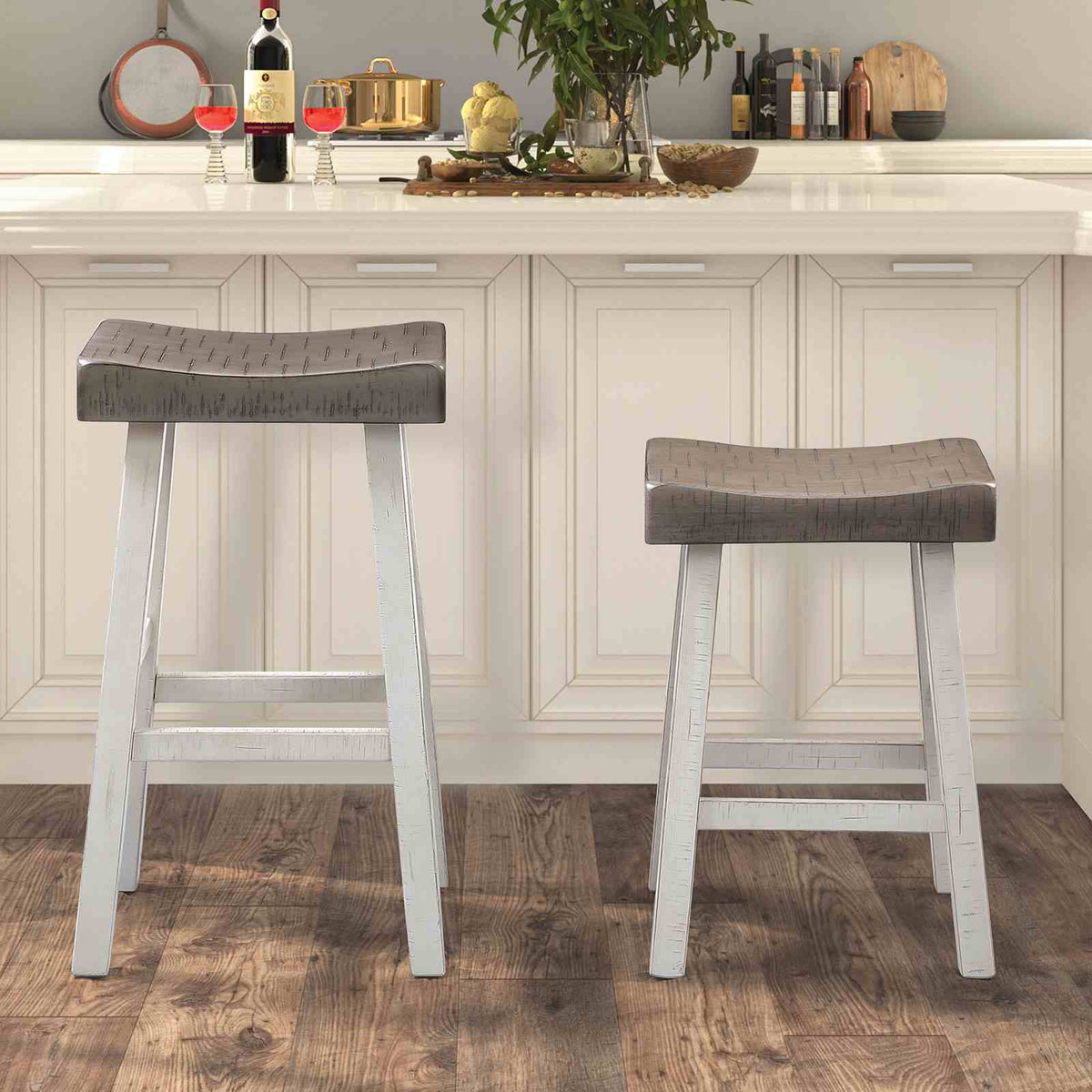 Biasca Gray/White 29" Stool