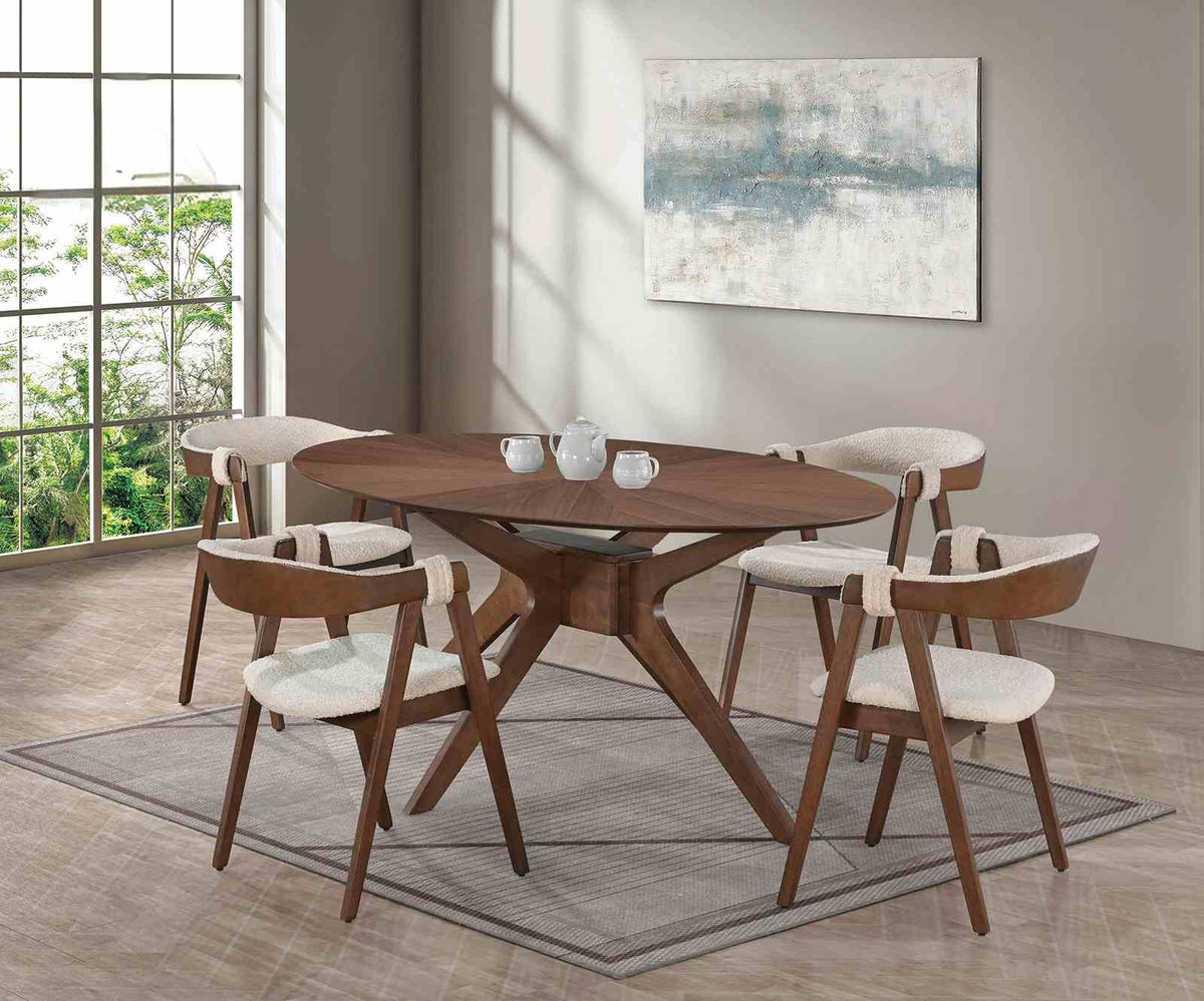 Ebikon Walnut/Beige Counter Stool
