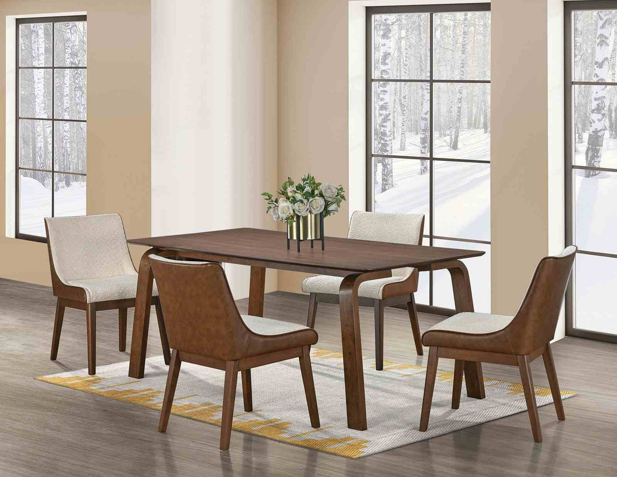 Viken Walnut/Beige Modern Dining Room Set