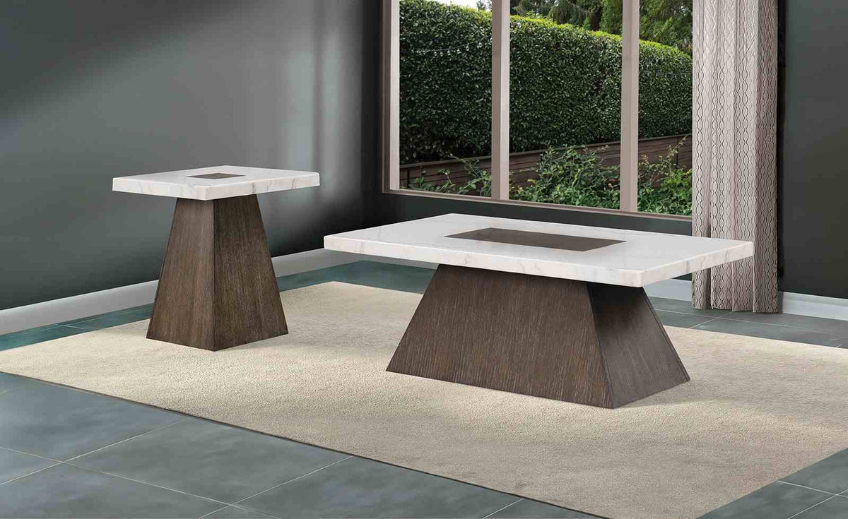 Grasten Dark Walnut/White Square Coffee Table