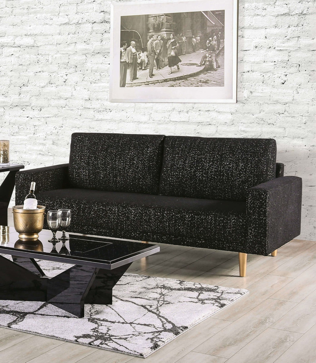 Elverum Black Contemporary Living Room Set