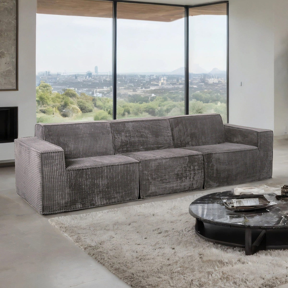 Kimara Dark Gray Contemporary Living Room Set