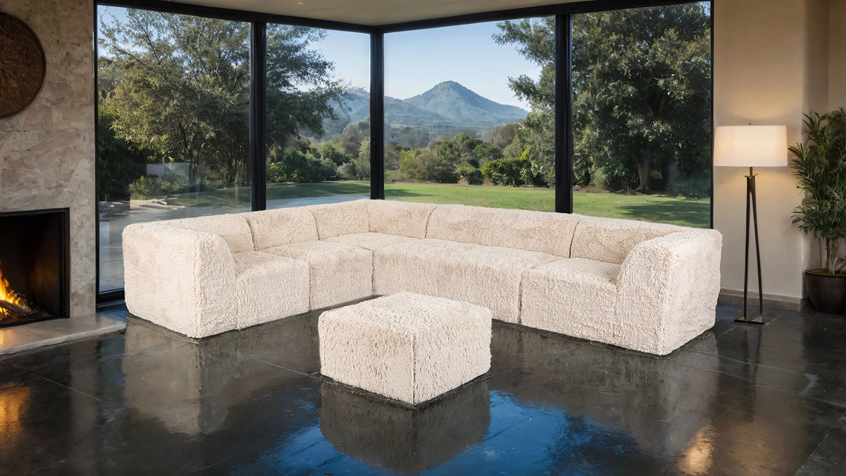 Nappi Sand Compressed Foam 7-Piece Sectional with Ottoman