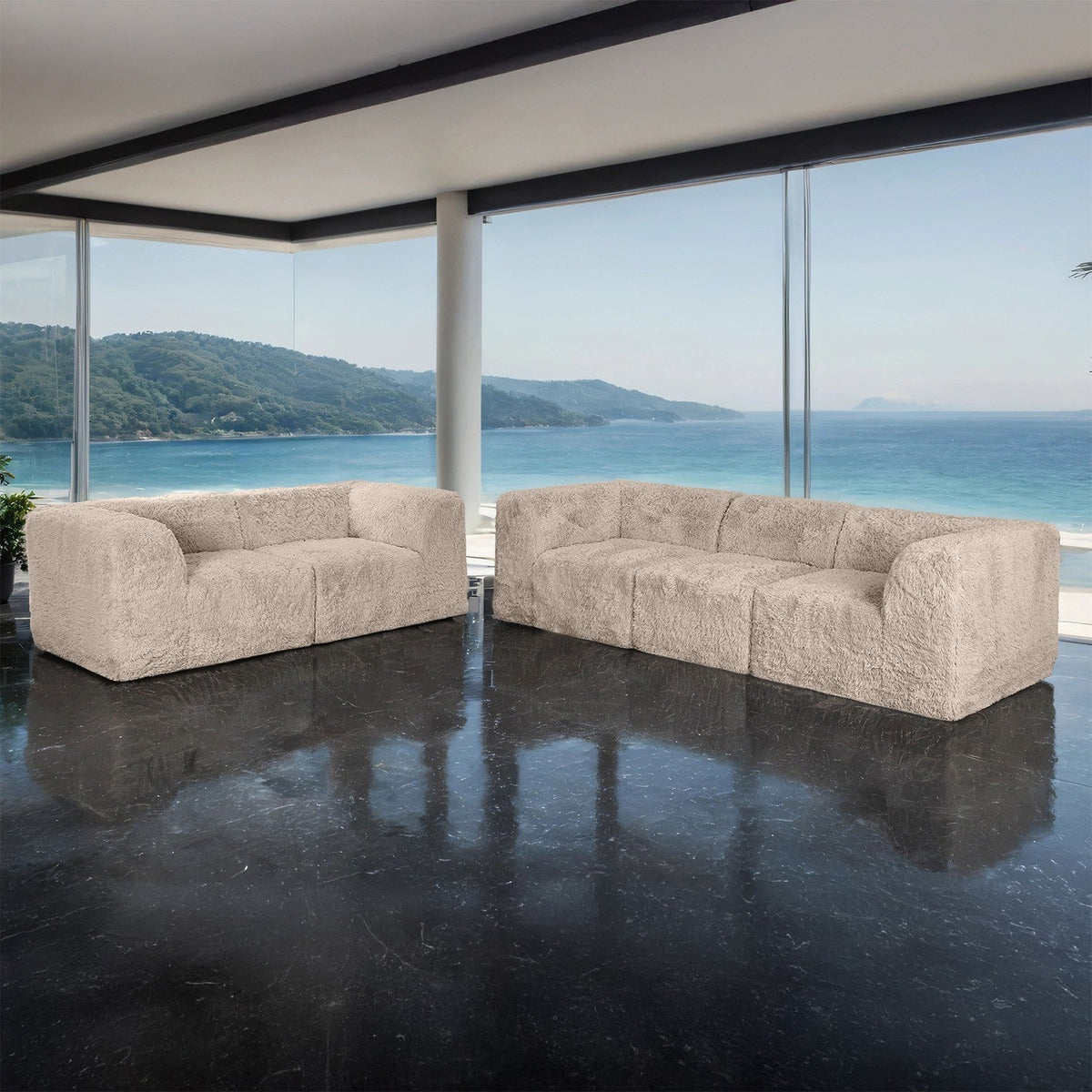 Nappi Taupe Compressed Foam Contemporary Living Room Set