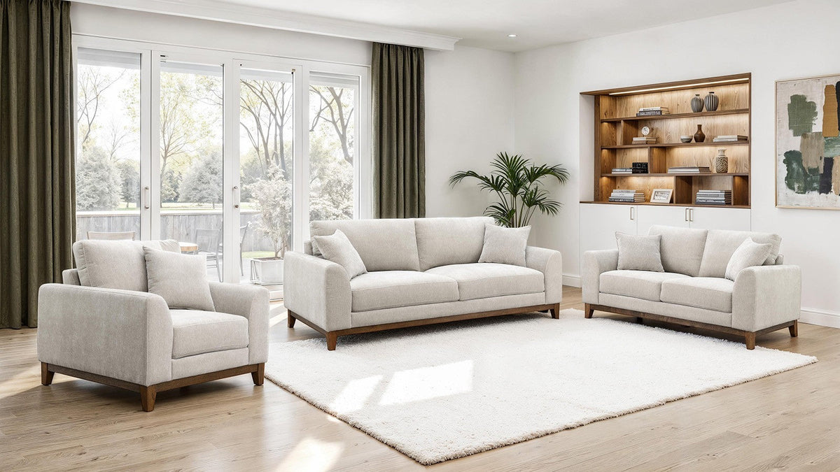 Watton Light Gray Mid-Century Living Room Set
