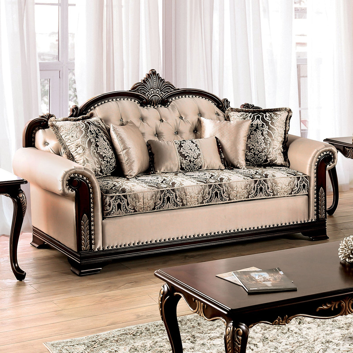 Yucatan Dark Cherry/Beige Traditional Living Room Set