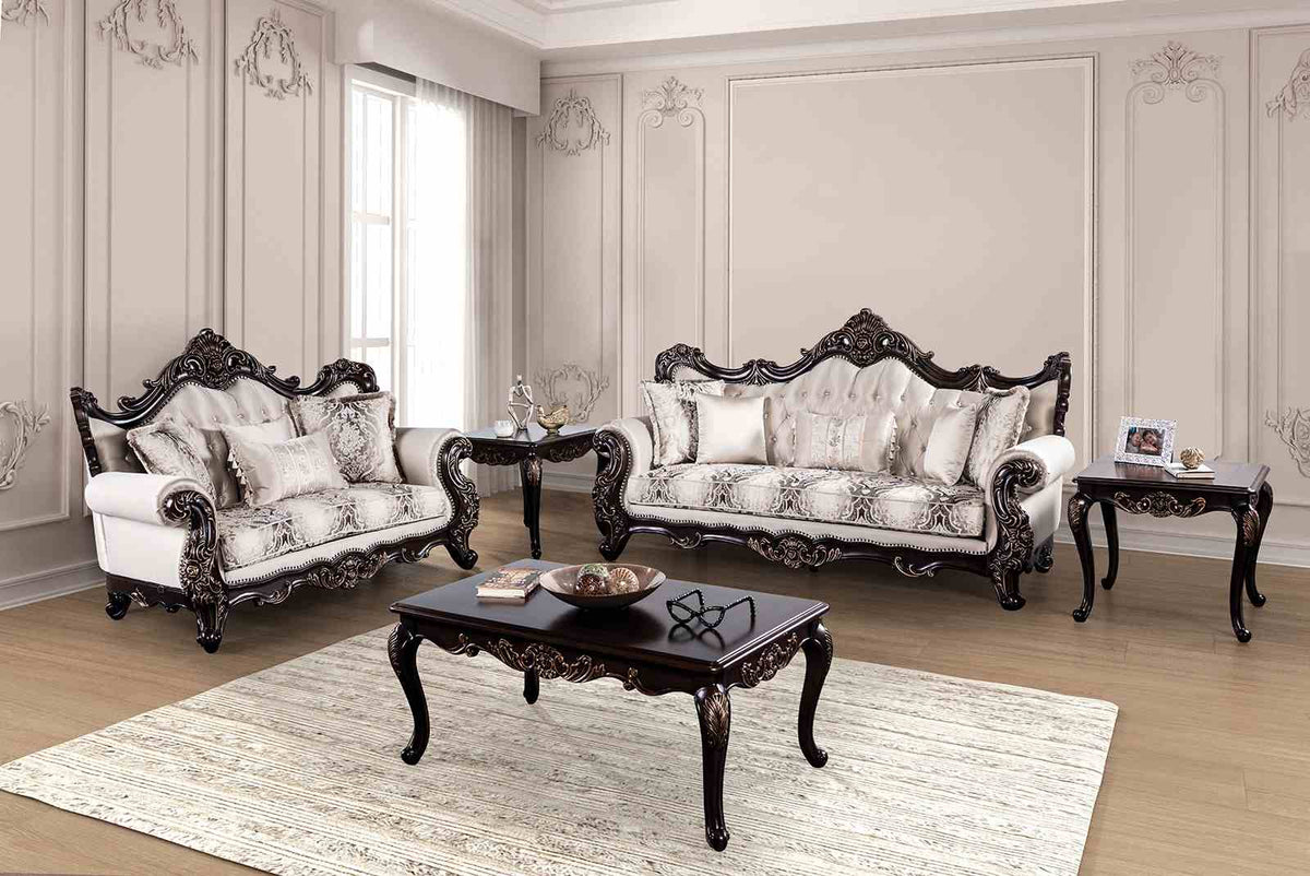 Palencia Dark Cherry/Beige Traditional Living Room Set