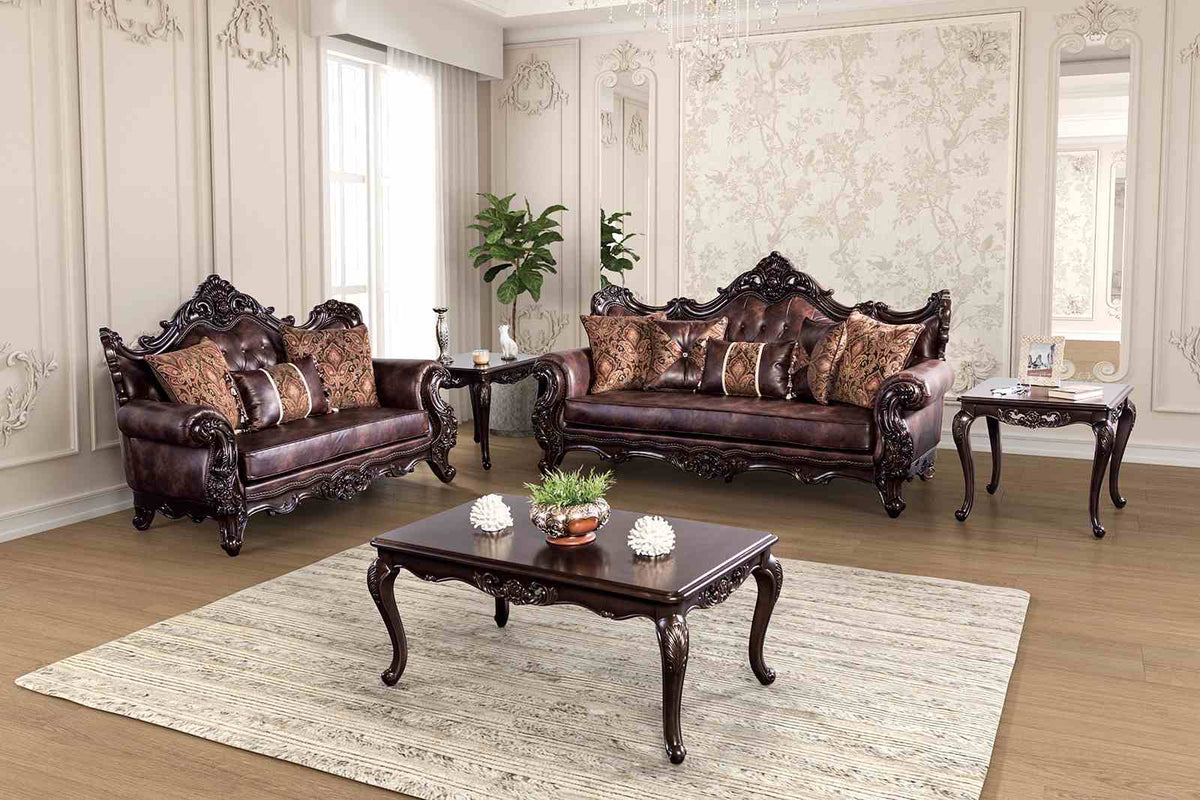 Palencia Dark Cherry/Brown Loveseat