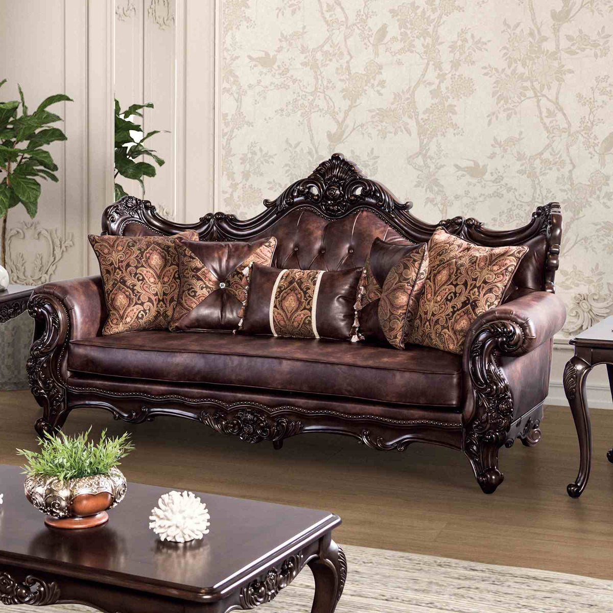 Palencia Dark Cherry/Brown Traditional Living Room Set