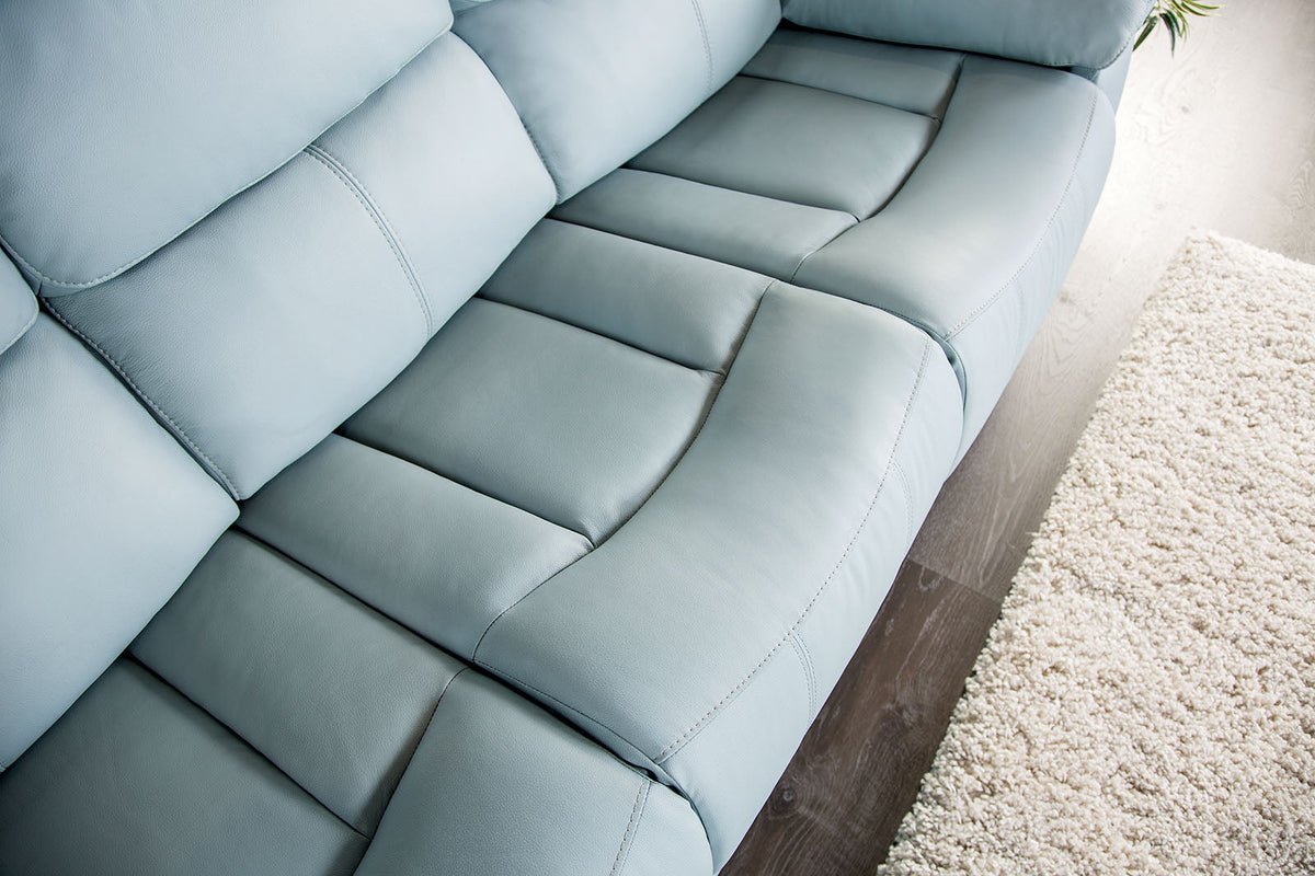 Glarus Powder Blue Transitional Reclining Living Room Set