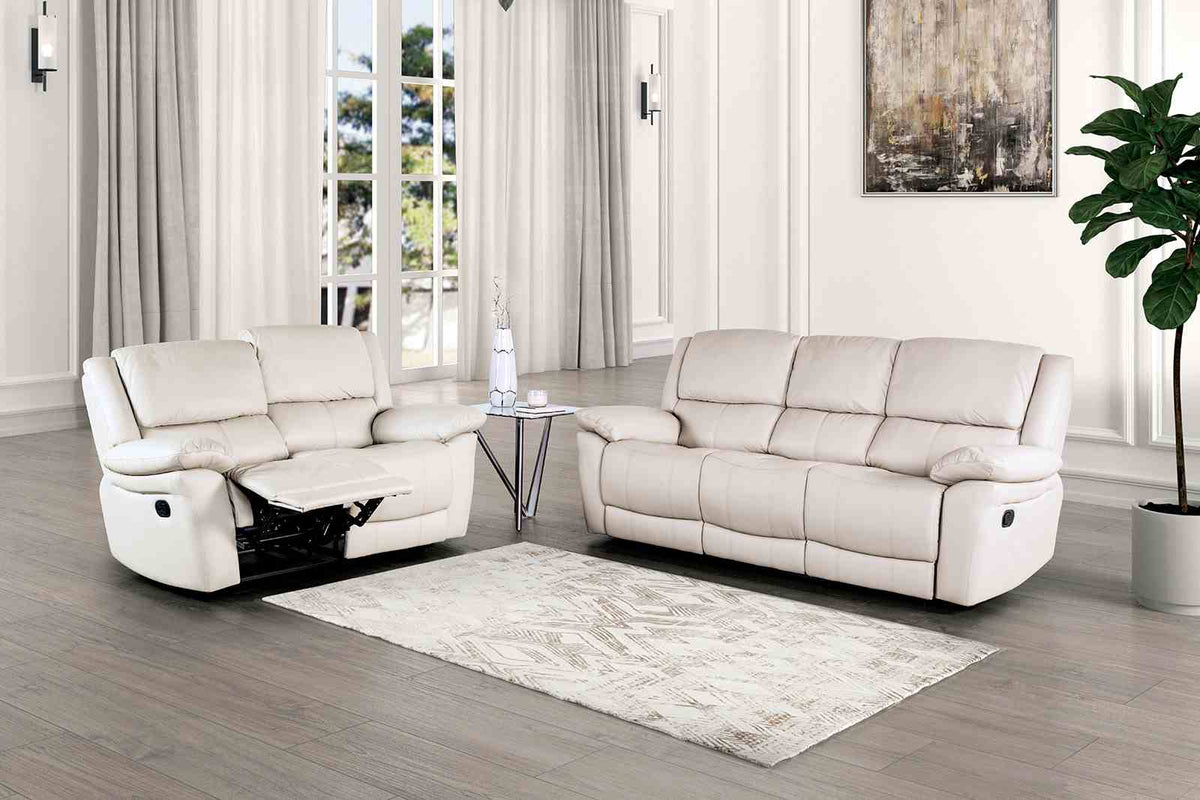 Glarus White Loveseat Manual Recliner