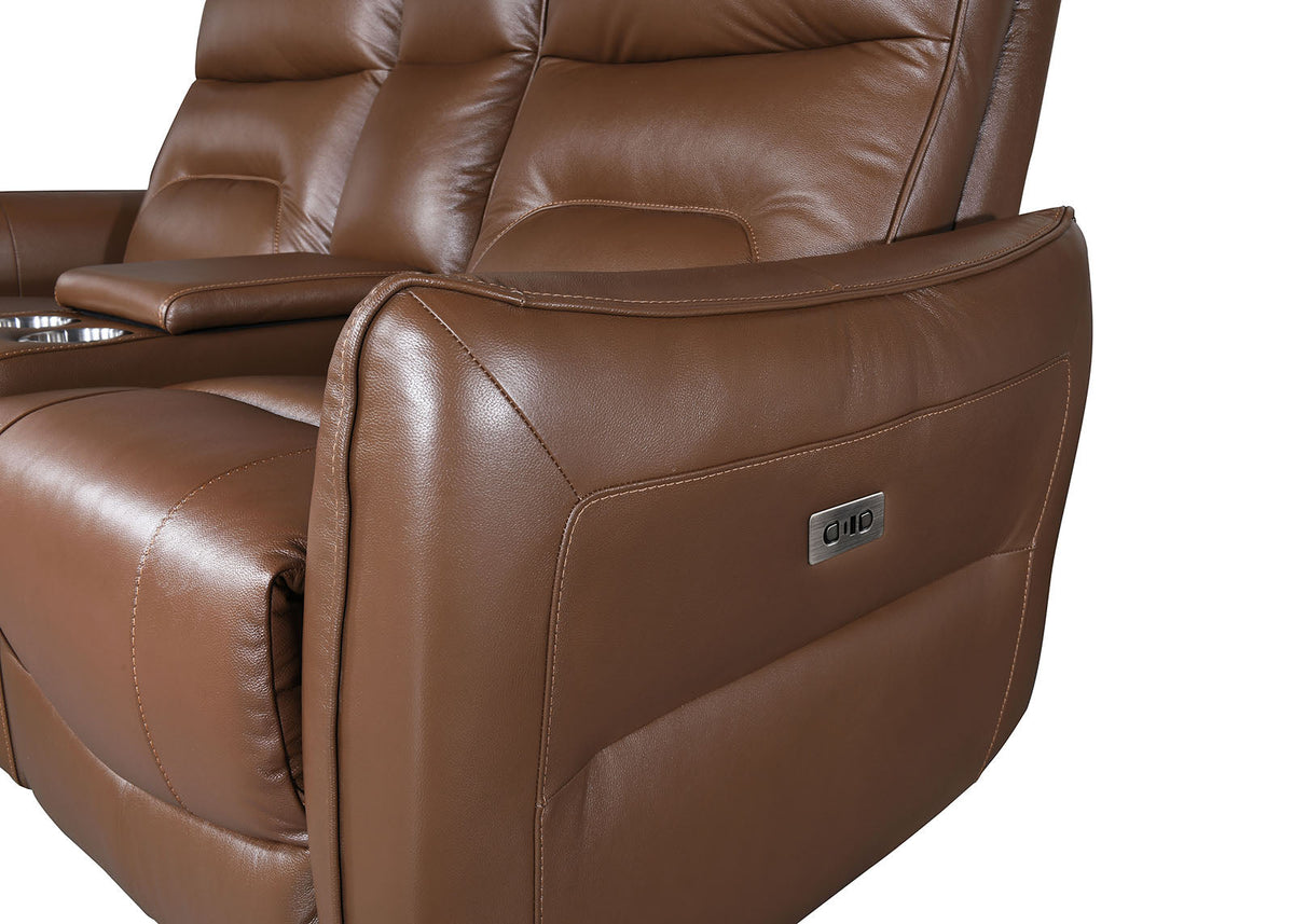 Terentius Caramel Brown Contemporary Power Reclining Living Room Set