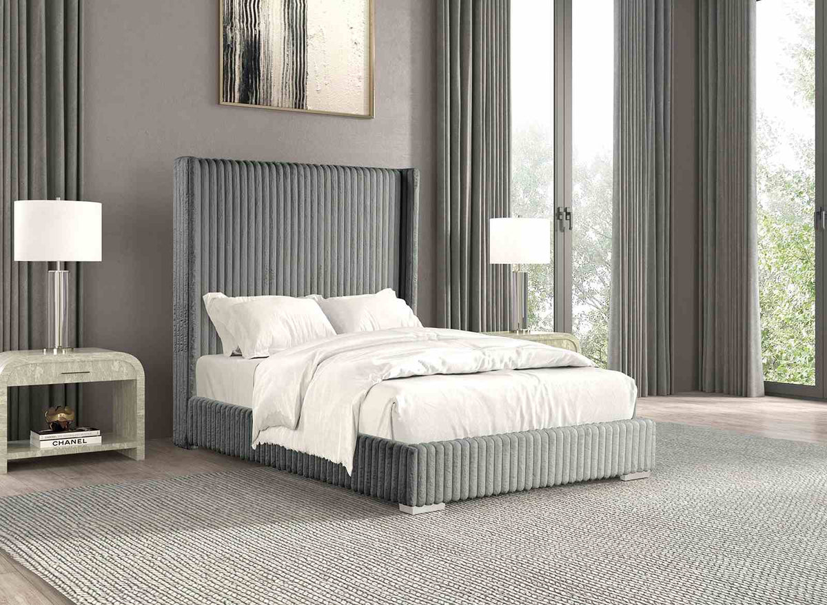 Cadwell Gray King Upholstered Platform Bed