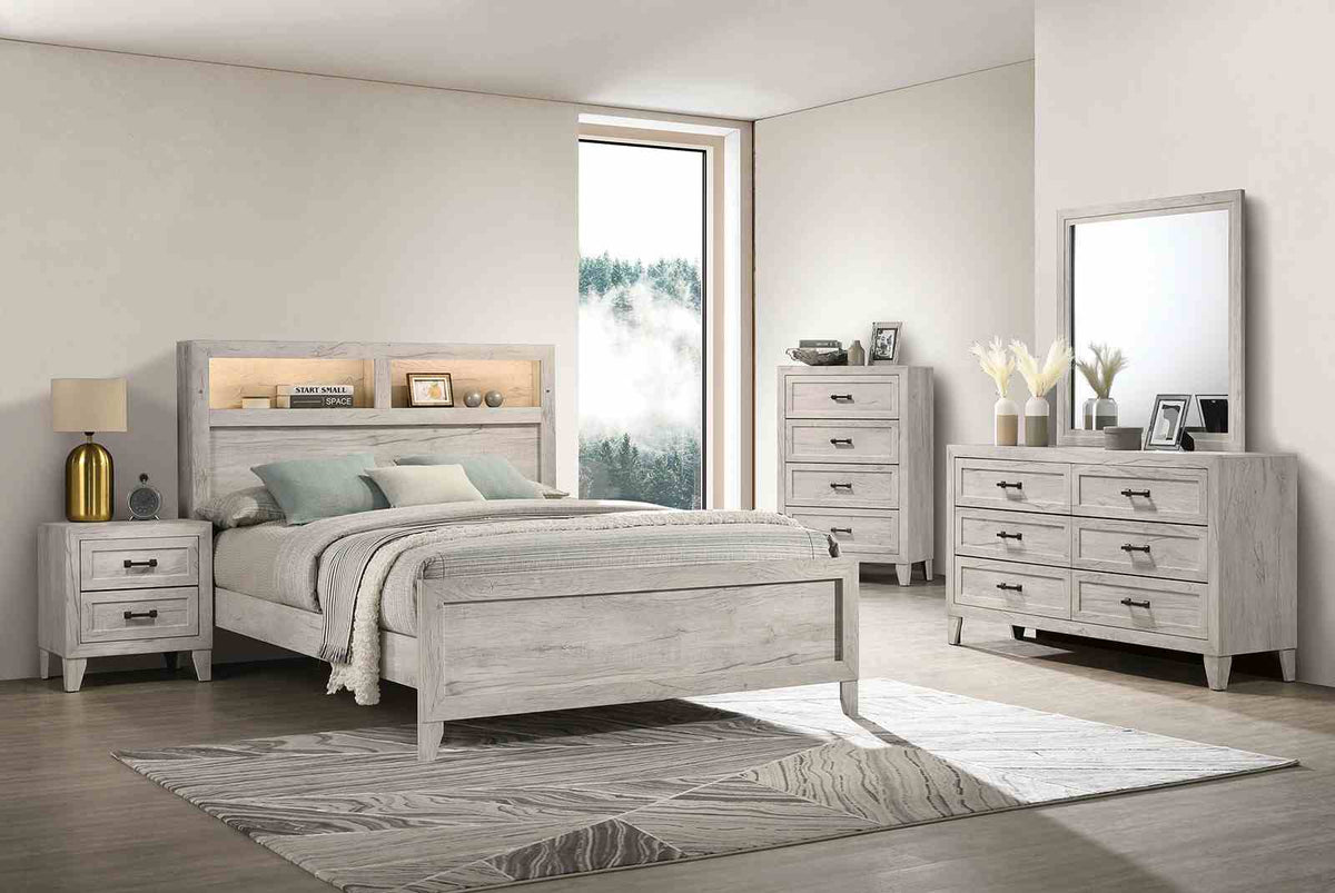 Mysen White Wash Full Bed