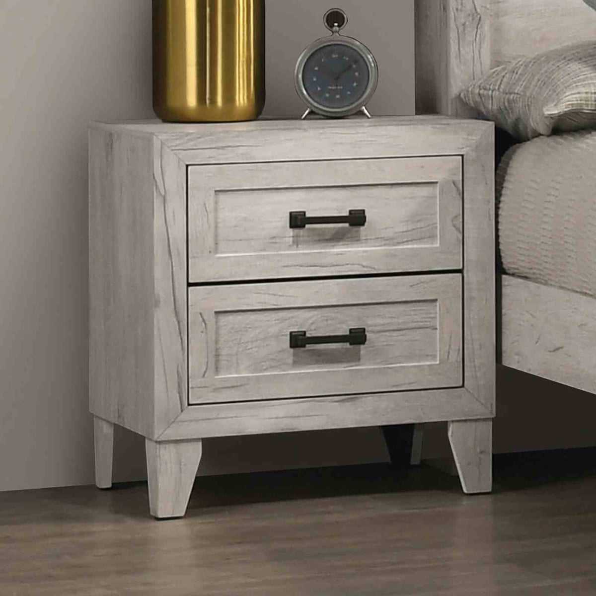 Mysen White Wash Contemporary Bedroom Set