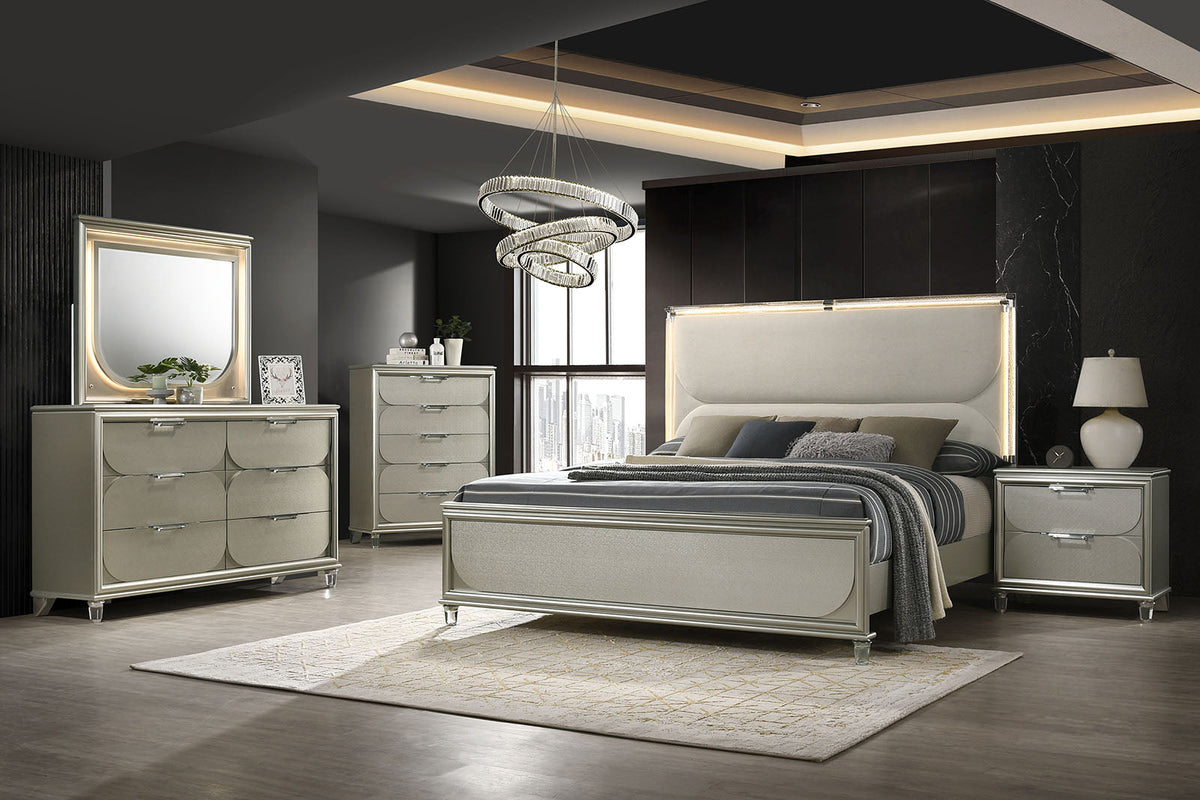 Sheridan Silver, Dark Walnut/White Queen Bed