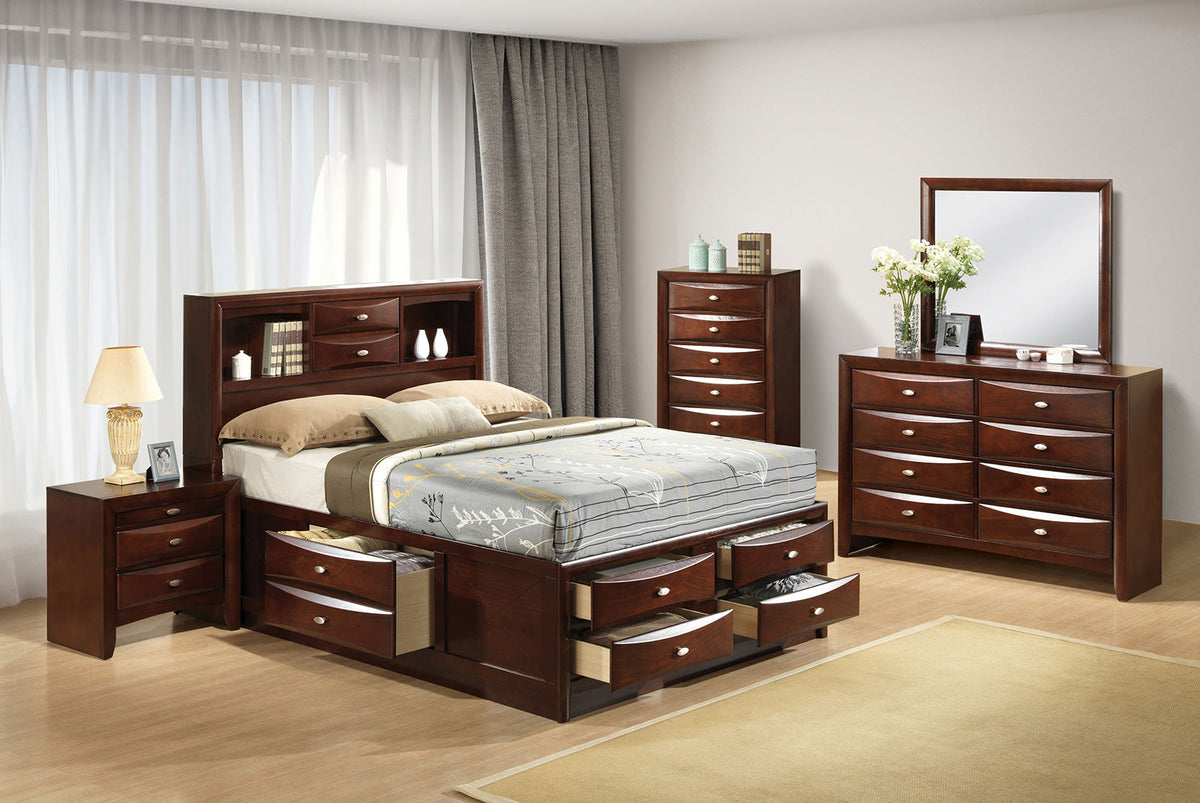 Zosimo Dark Cherry Transitional Storage Bedroom Set