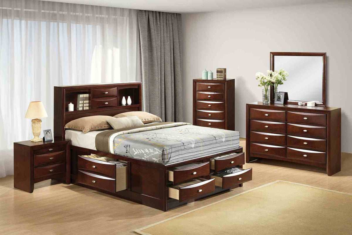 Zosimo Dark Cherry Transitional Storage Bedroom Set