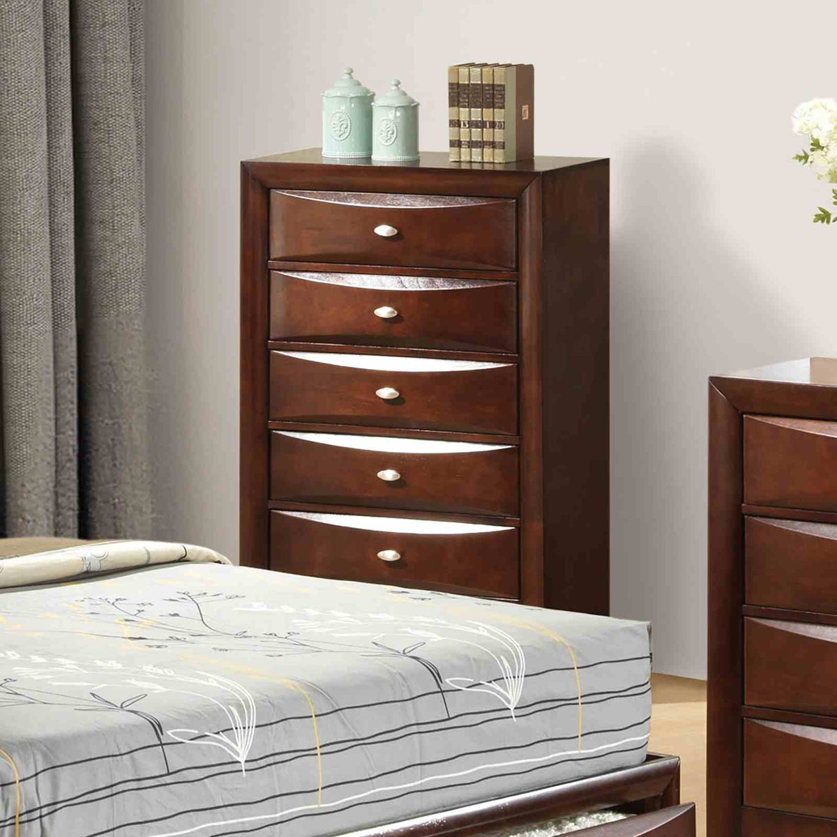 Zosimo Dark Cherry Transitional Storage Bedroom Set