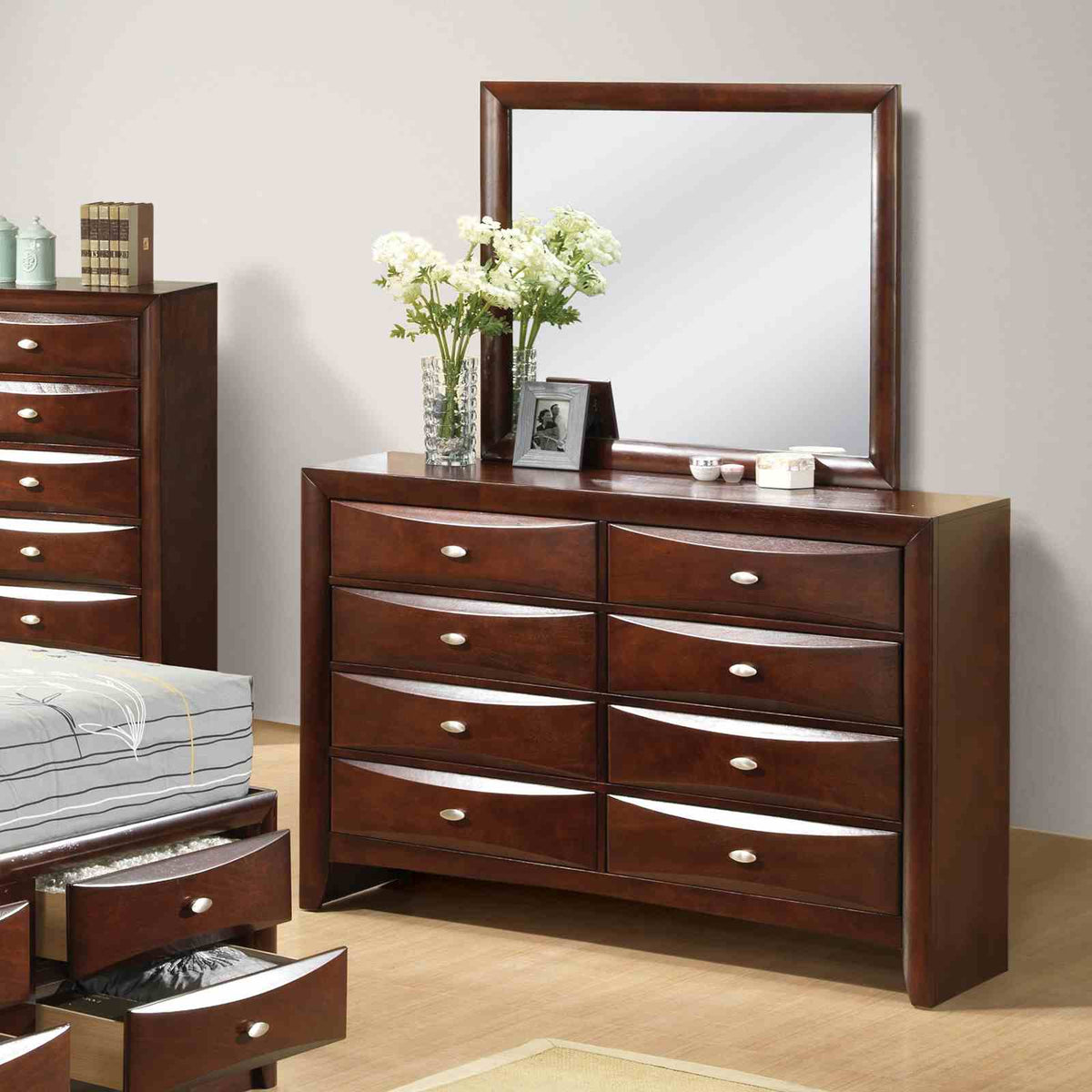 Zosimo Dark Cherry Transitional Storage Bedroom Set