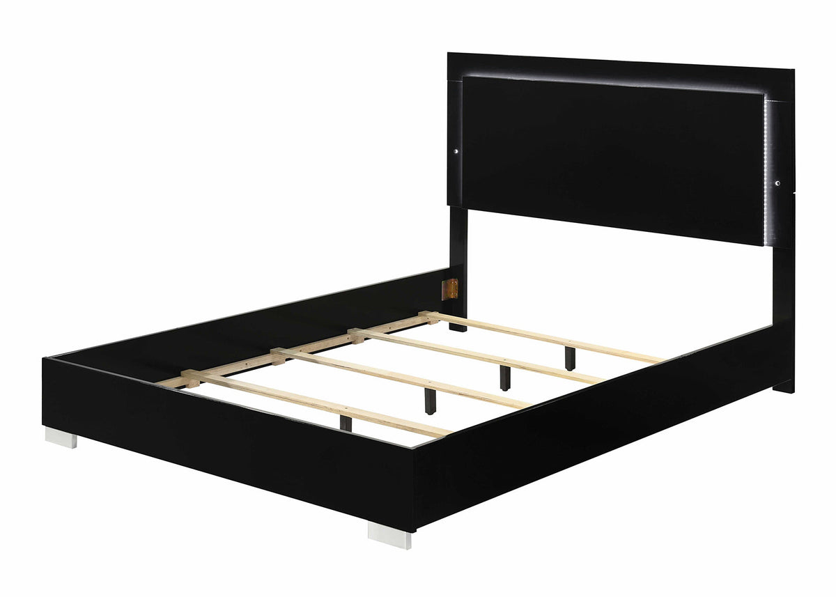 Sinistra Piano Black King Bed