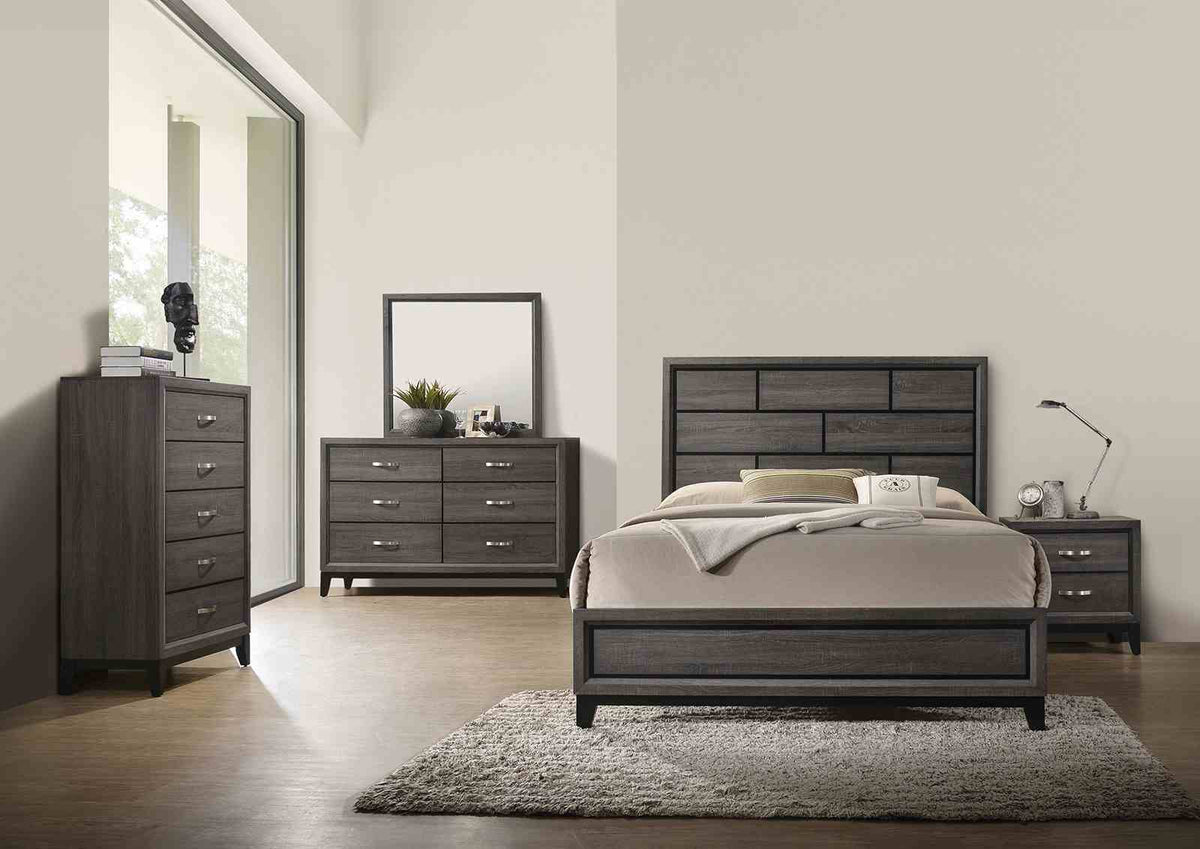 Errico Gray Queen Panel Bed
