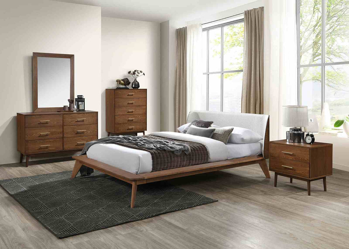 Lenzburg Walnut/Beige Queen Platform Bed