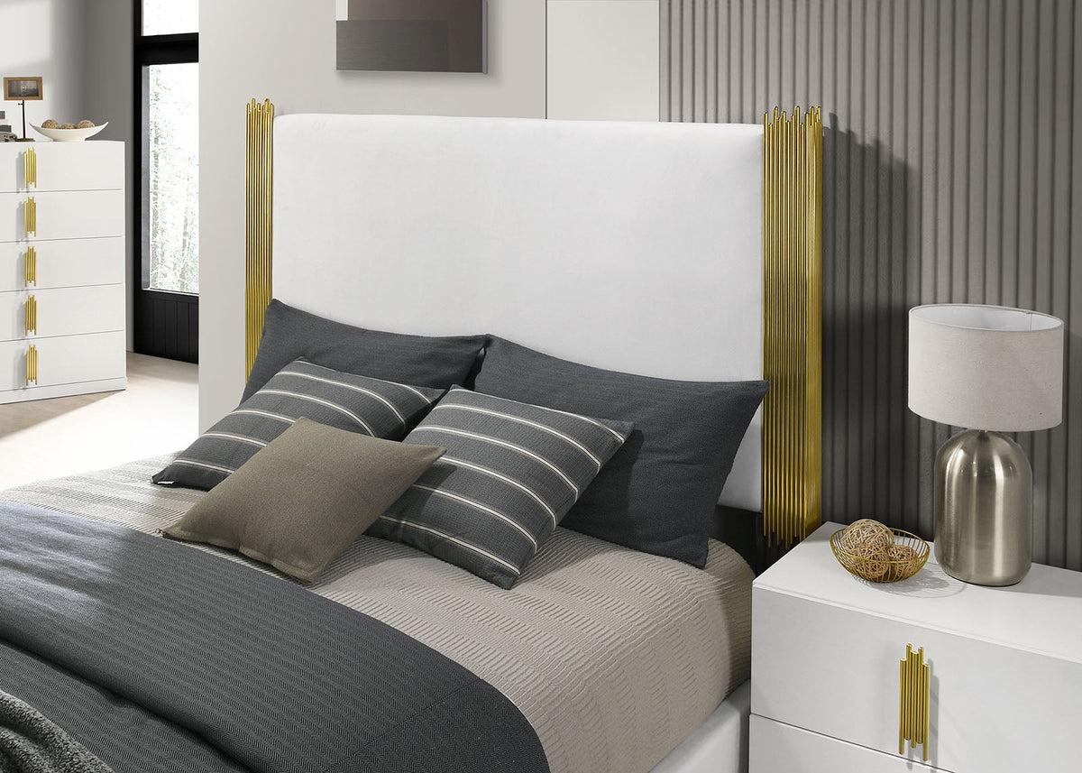 Basildon White/Gold, Dark Brown Queen Bed