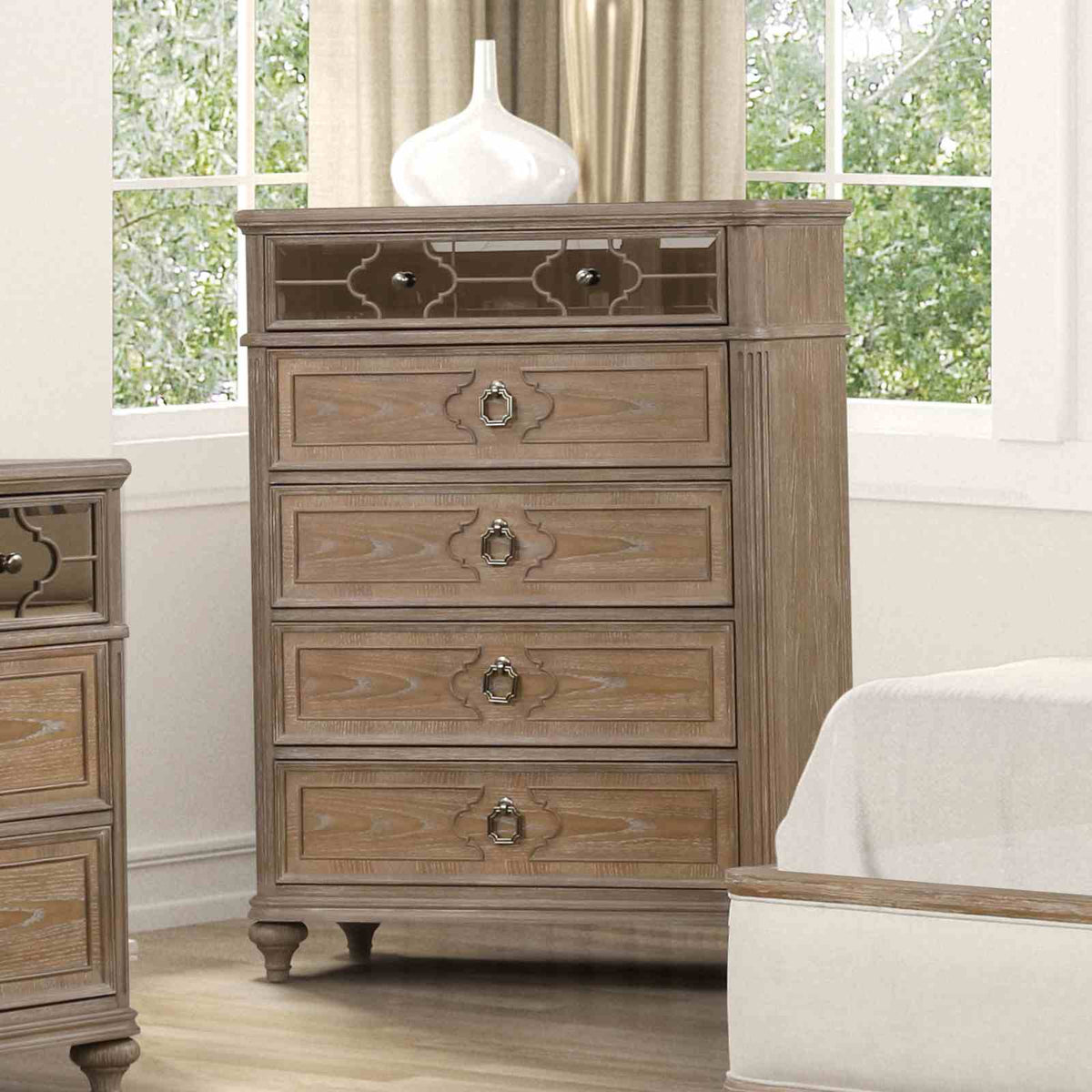 Lyris Rustic Oak Transitional Bedroom Set