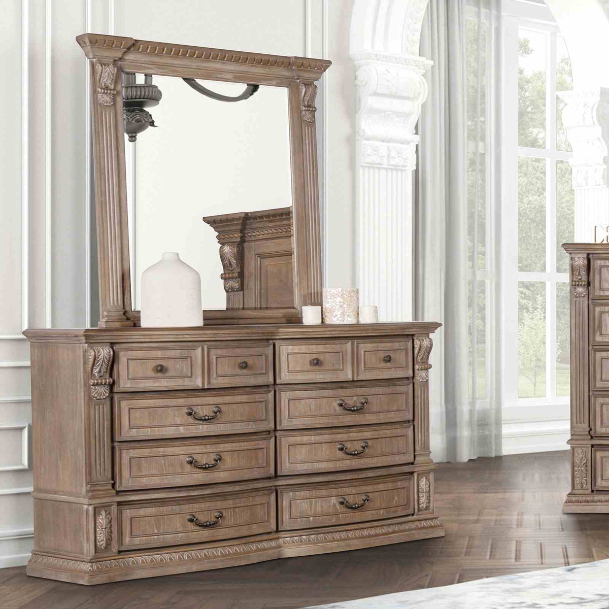 Seven Oaks Weathered Oak Transitional Bedroom Set