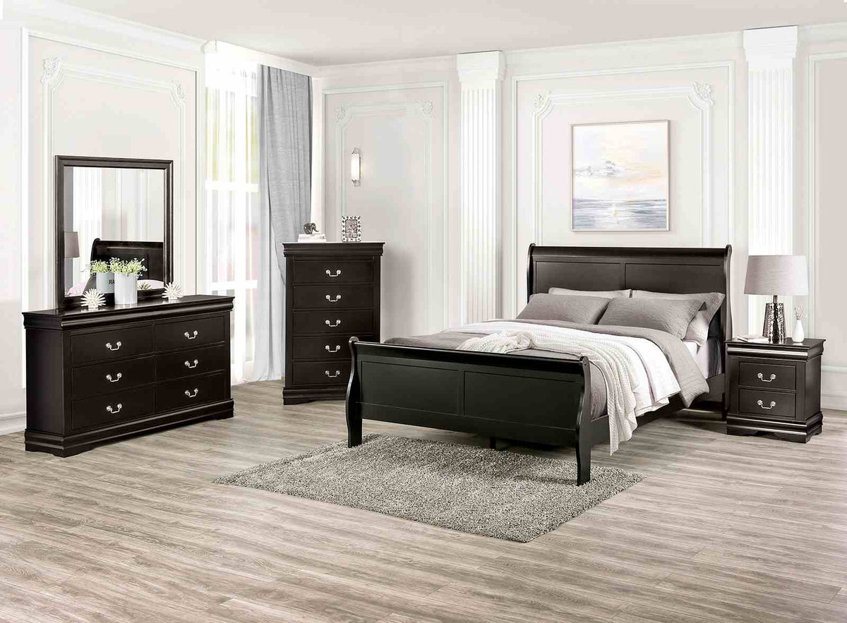 Louis Philippe Black Twin Bed