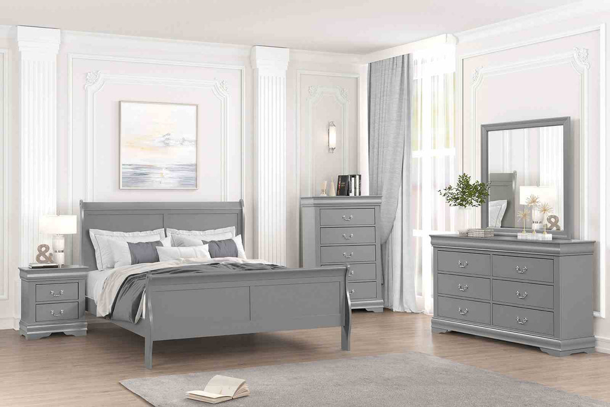 Louis Philippe Gray Queen Bed
