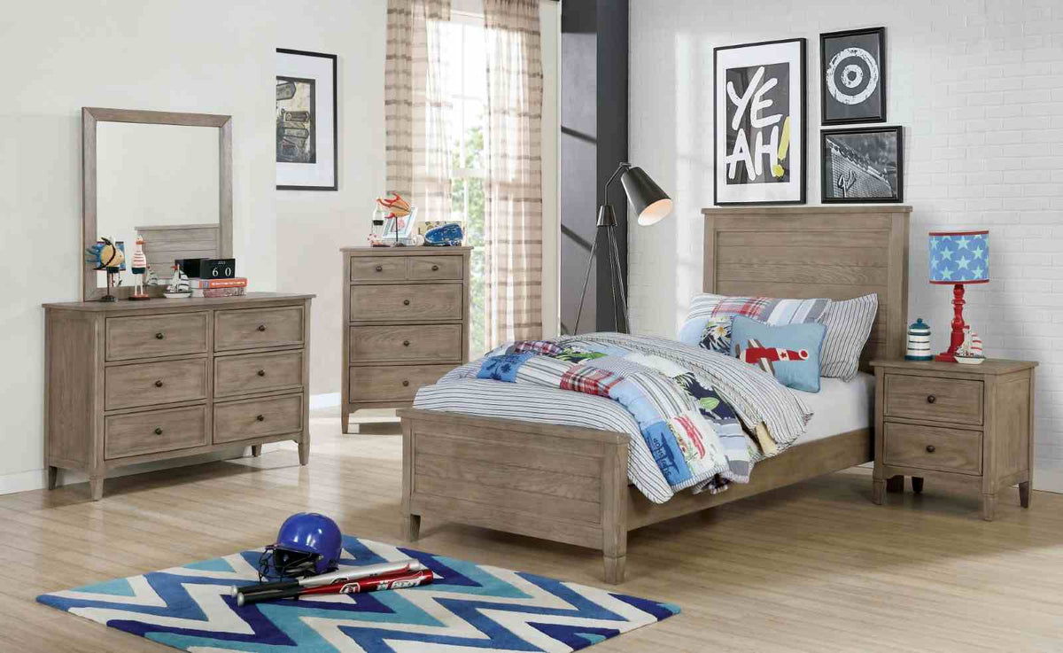 Vevey Wire-Brushed Warm Gray Twin Bed