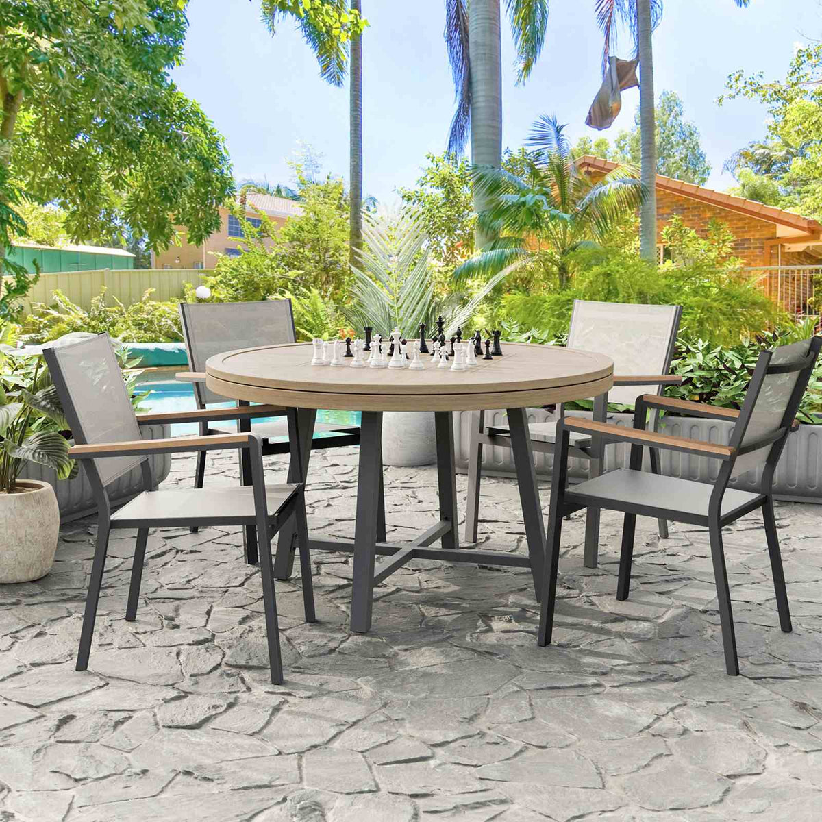 Mackay Gun Metal/Natural Chair