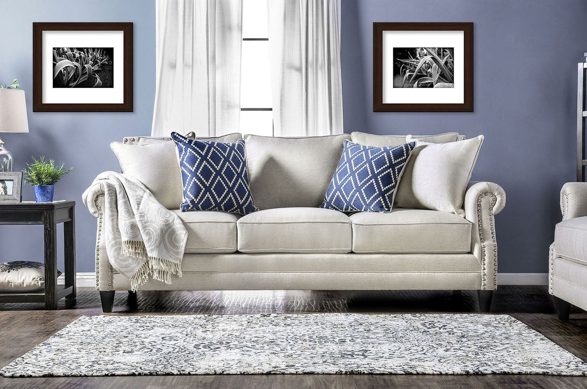 Giovanni Beige/Blue Transitional Living Room Set