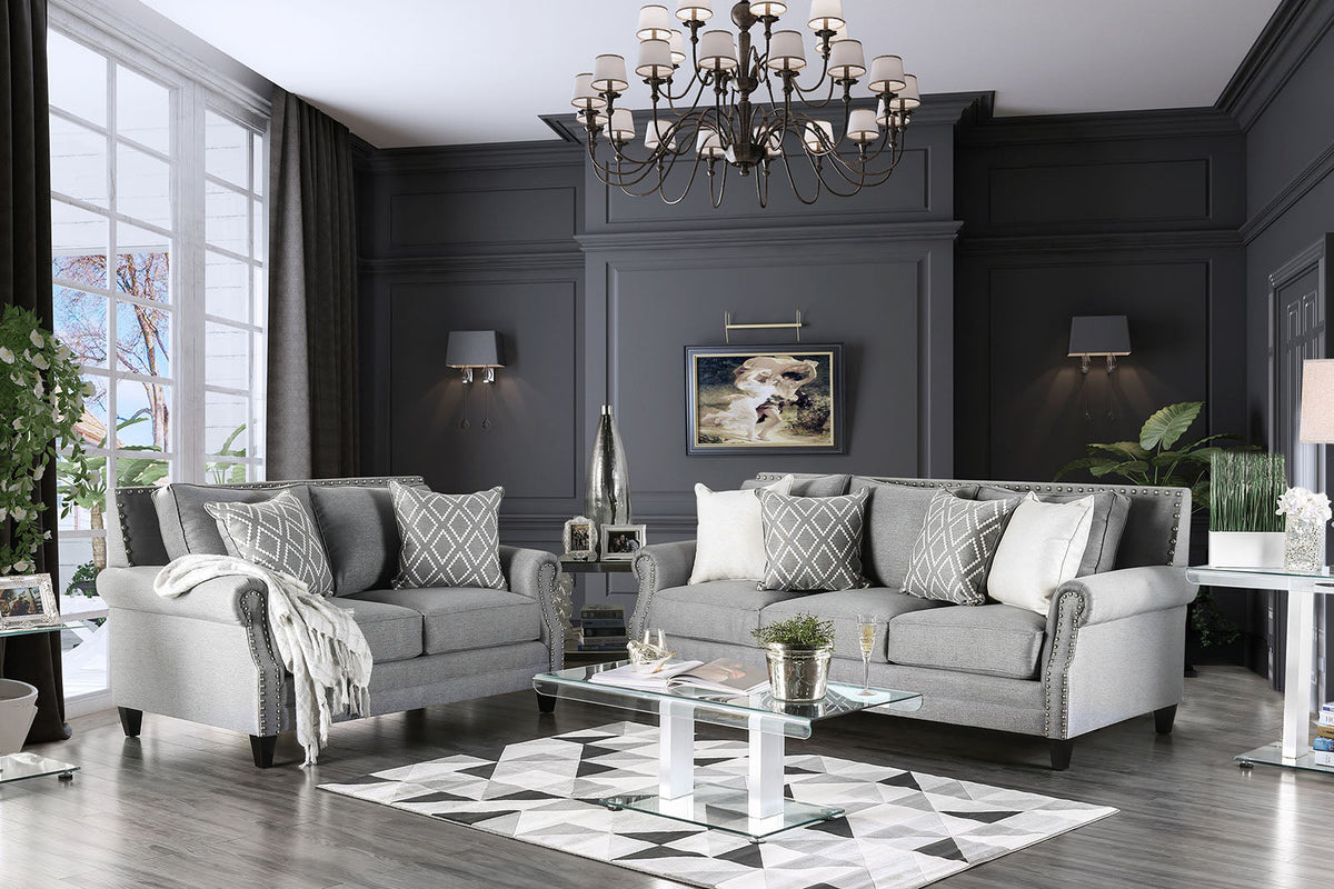 Giovanni Gray Transitional Living Room Set