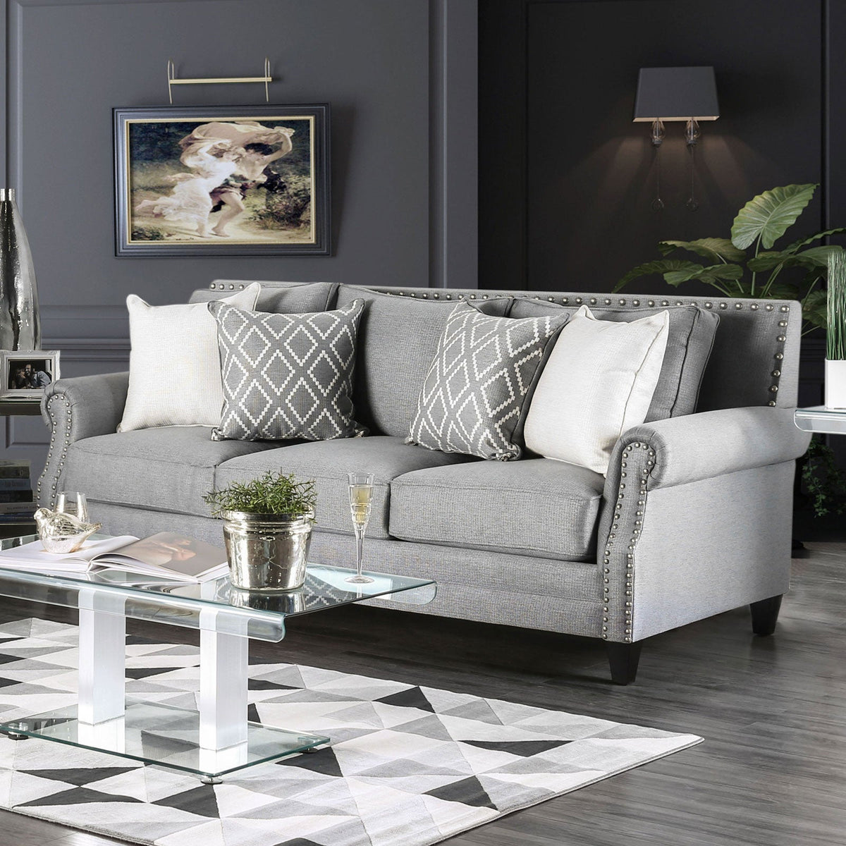 Giovanni Gray Transitional Living Room Set