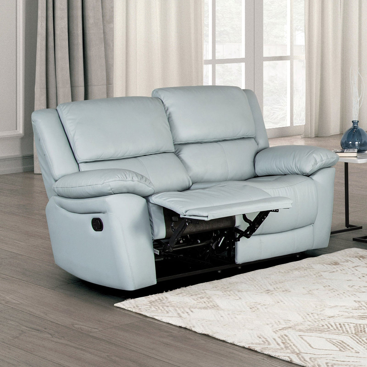 Glarus Powder Blue Transitional Reclining Living Room Set